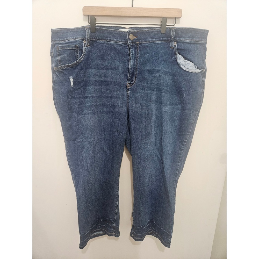 Lane Bryant High-Rise Essential Stretch Straight Crop Jeans Blue Denim Size 28